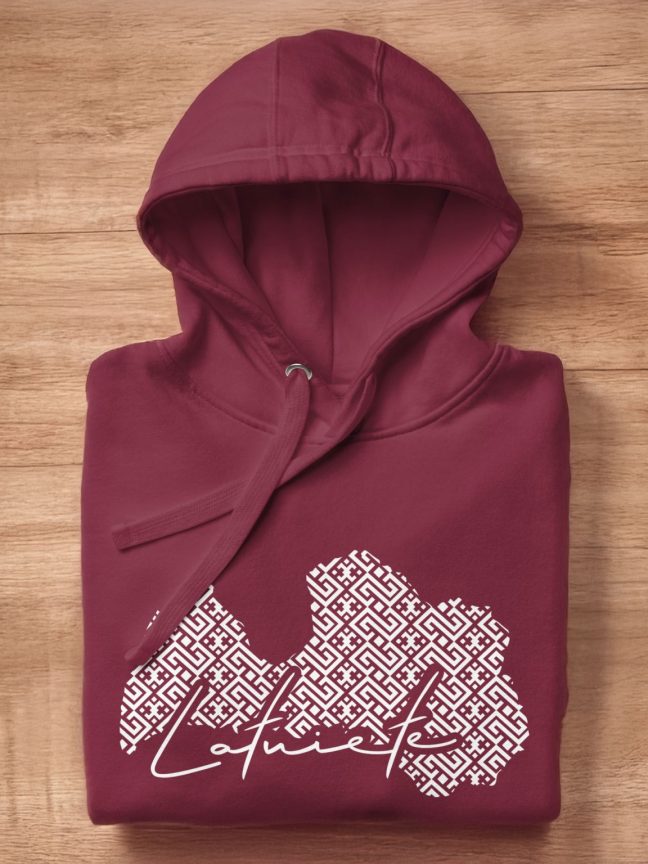 Džemperis ar kapuci un uzrakstu Latviete un Latvijas karti