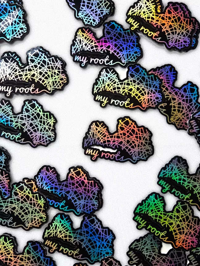 Spīdīgas metāliskas uzlīmes ar hologrāfisku efektu - My Roots (LAT: Manas Saknes)